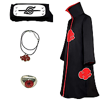 Набор Naruto аксеcсуары Акацуки: повязка, кольцо, цепочка, плащ XS (146-157)