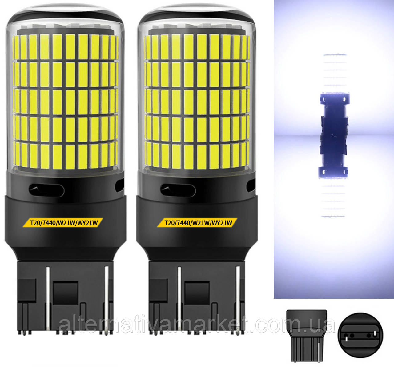 Лампа Заднього ходу 7440-150LED WHT 30W (Дуже яскрава, CAN-BUS, цоколь T20 7440 W21W, 12V-24V), фото 1