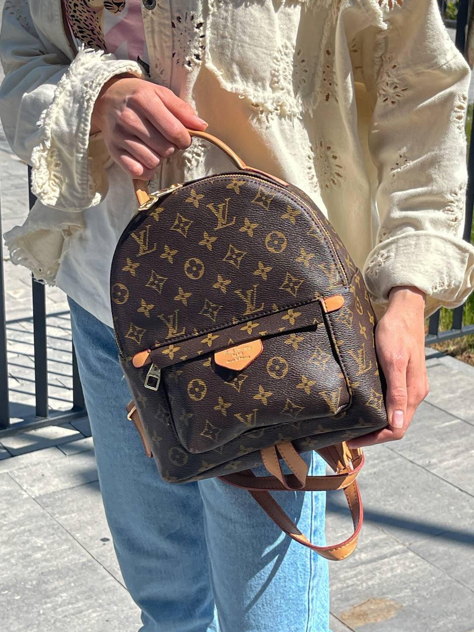 Женский рюкзак Louis Vuitton Palm Springs Backpack Brown эко кожа рюкзак ЛВ коричневый с ремешками кросс боди - фото 1 - id-p2062664128