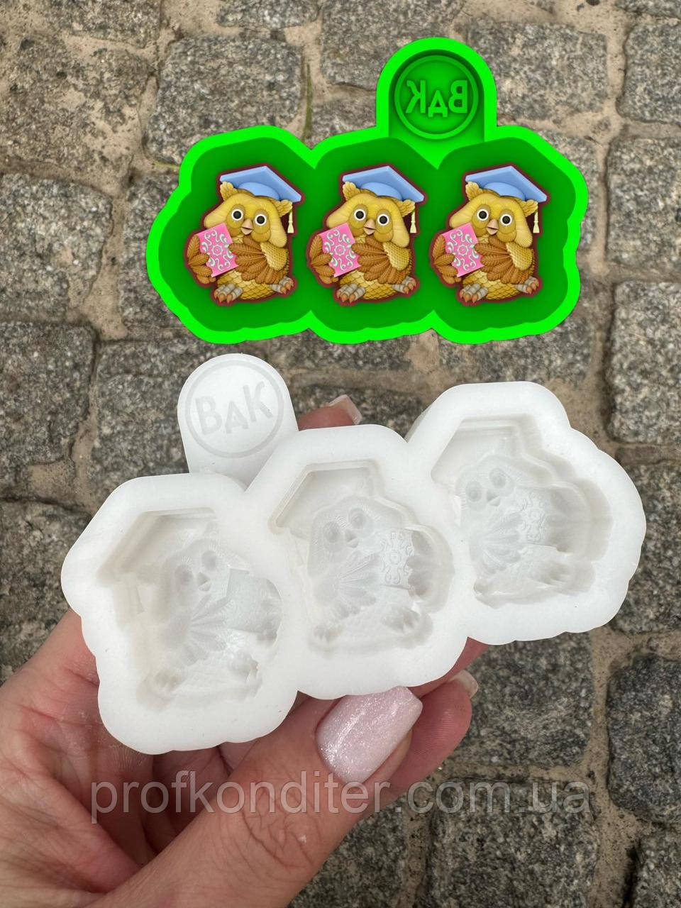 Ексклюзив. Силіконовий молд для шоколаду та ін "Совушки (3шт)", фото 1