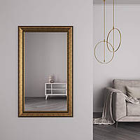 Настенное зеркало в золотой раме на комод 126х76 Black Mirror для дома в гостиную