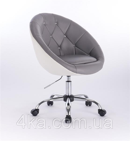 Крісло на колесах з стразами HC8516K, сіро-біле