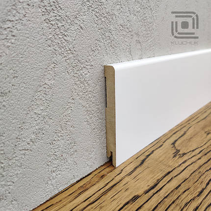 Плінтус МДФ прямий 100х12х2000 мм. MDF-М100 Білий RAL 9003, фото 1