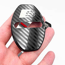 Накладка на дверний замок з емблемою S-line AUDI (Ауді) Комплект 4 шт Карбон, фото 3