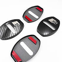 Накладка на дверний замок з емблемою S-line AUDI (Ауді) Комплект 4 шт Карбон, фото 4