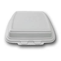 Ланч-бокс із спіненого полістиролу з кришкою розмір 250*210*70 білий HP-1 (125 шт)