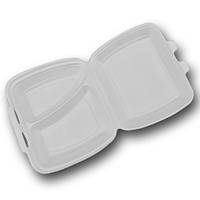 Ланч-бокс із спіненого полістиролу дво-секційний білий розмір 250х210х70 HP-2 125 шт/ящ.