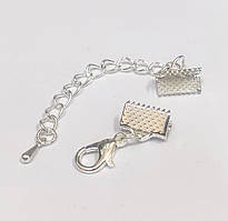 Фурнітура для браслета Finding Зажим-кінцевик для стрічок карабін подовжувач Сріблястий 10 мм