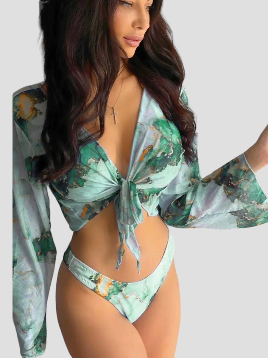 Купальник шторки та накидка Fuba 22325 зелений 42 44 46 48 50 український розмір