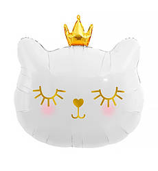 Повітряна кулька "Кішка з короною біла", 49х65 см