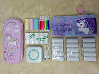 Міні принтер,термопринтер,портативний дитячий принтер VIP КОМПЛЕКТ з 3D пеналом з єдиноріжком еае