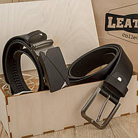 Мужской подарочный набор два кожаных ремня универсальный черный ремень с пряжкой автомат Leather
