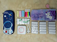 Міні принтер,термопринтер,портативний дитячий принтер VIP КОМПЛЕКТ з 3D пеналом з астронавтом еае