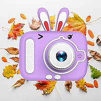 Детский фотоаппарат с селфи-камерой и играми, Компактная фотокамера мини "Ушки" 20 Мп для нового увлечения