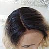 Перука кучерява з натурального волосся з правим проділом блонд омбре DASSY10 "- T1B/613, фото 9