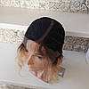 Перука кучерява з натурального волосся з правим проділом блонд омбре DASSY10 "- T1B/613, фото 8