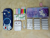 Міні принтер котик,термопринтер,портативний дитячий принтер VIP КОМПЛЕКТ з 3D пеналом з астронавтом еае