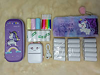 Міні принтер котик,термопринтер,портативний дитячий принтер VIP КОМПЛЕКТ з 3D пеналом з єдинорогом еае