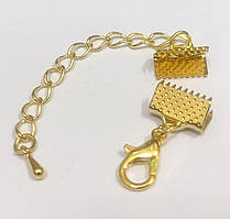 Фурнітура для браслета Finding Зажим-кінцевик для стрічок карабін подовжувач Золотистий 10 мм