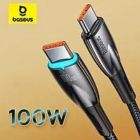 Светодиодный кабель Baseus 100w Type-C 2м для iPhone15 Xiaomi POCO F3 Realme Macbook iPad