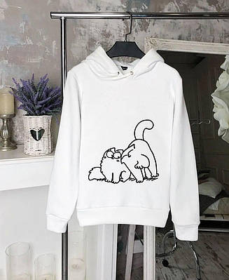 Жіноче худі тепла на флісі, з котом Саймон,РОЗМІР ТІЛЬКИ 46