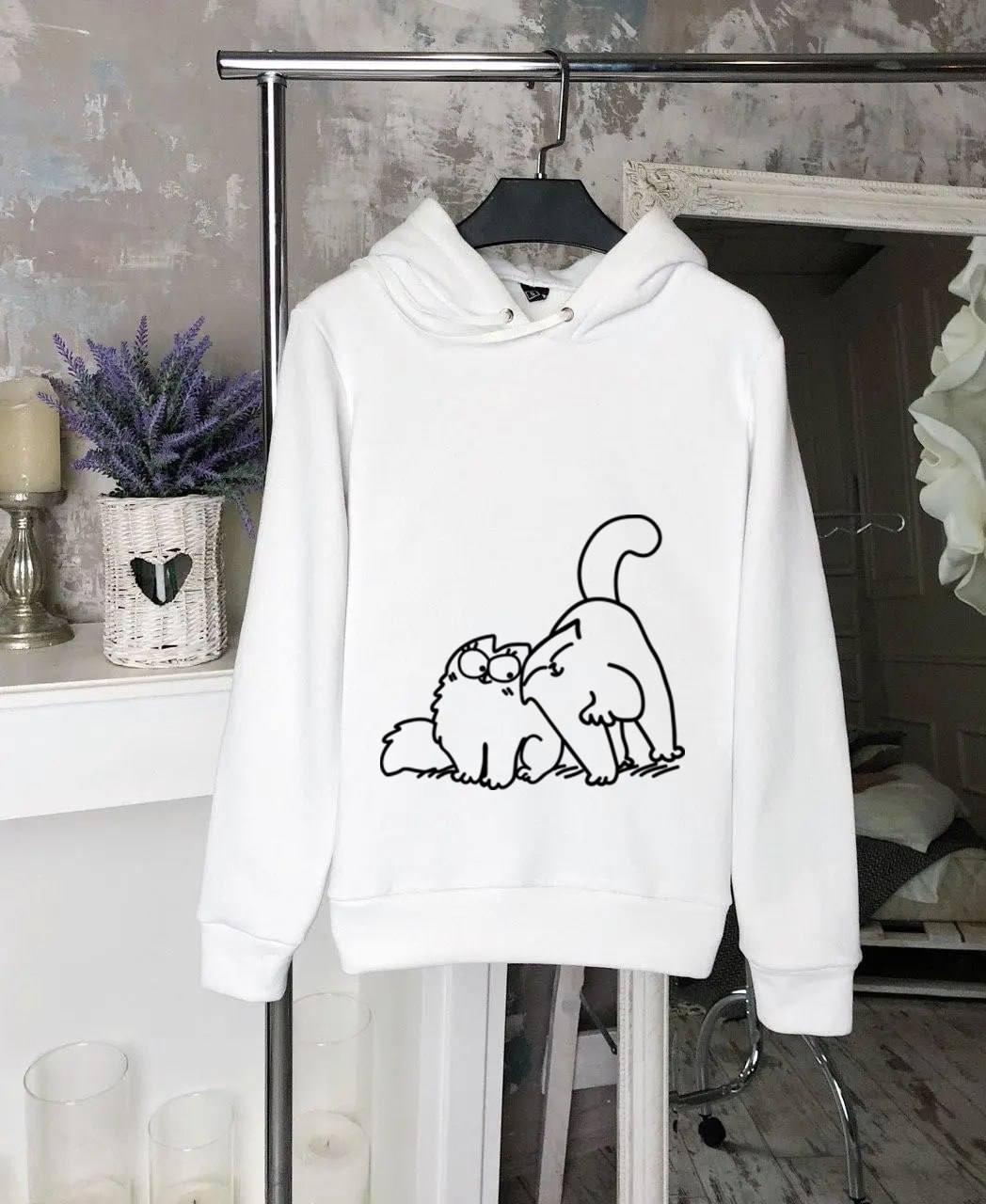 Жіноче худі тепла на флісі, з котом Саймон,РОЗМІР ТІЛЬКИ 46, фото 1