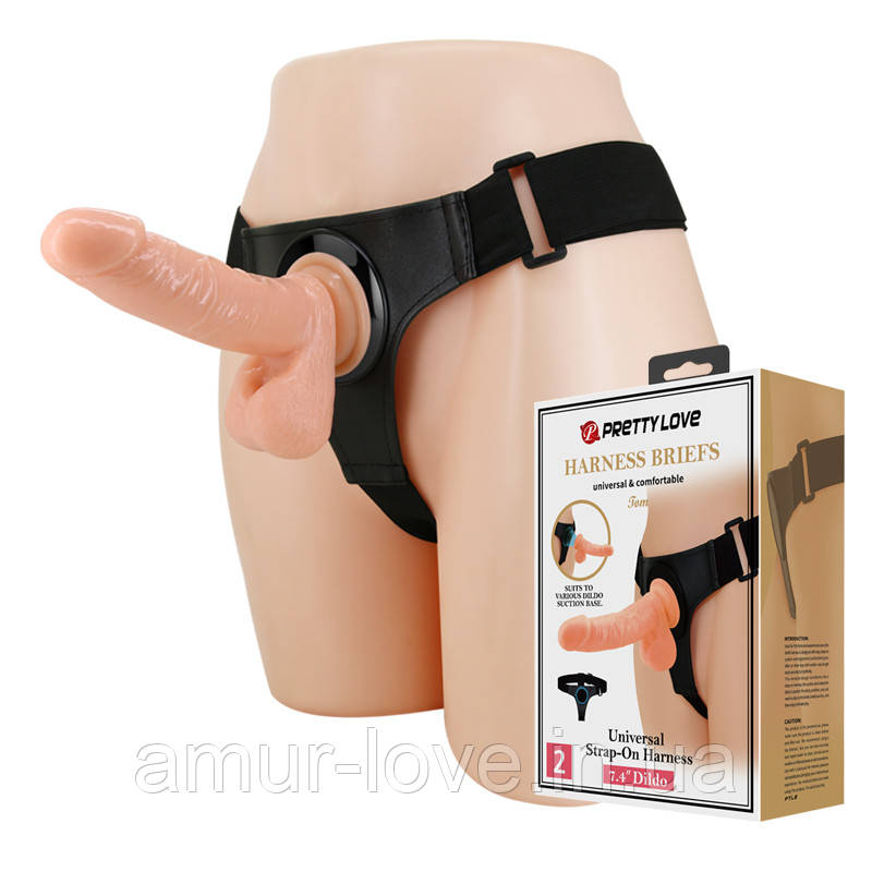 Страпон Pretty Love Harness Briefs Tom 7.4", фото 1