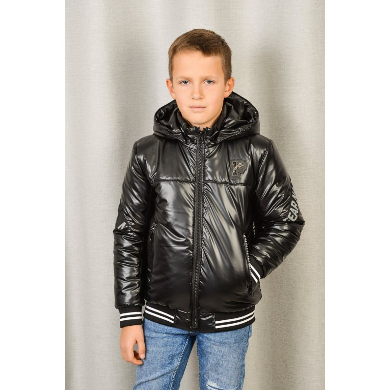 Демісезонна куртка «Кензо», чорна, для хлопчика, від 122-128см до 158-164см
