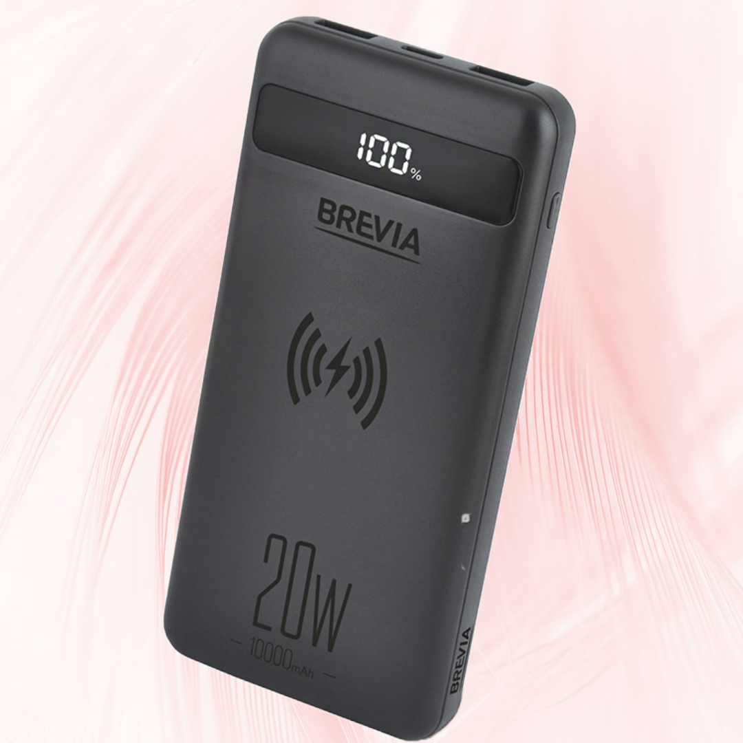 Универсальный Power Bank Brevia 10000mAh для телефона, Мобильная батарея 20W Wireless Qi10W Li-Pol