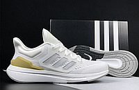 Кроссовки женские Adidas EQ21 Run White обувь Адидас белые сетка текстиль модные легкие весна лето