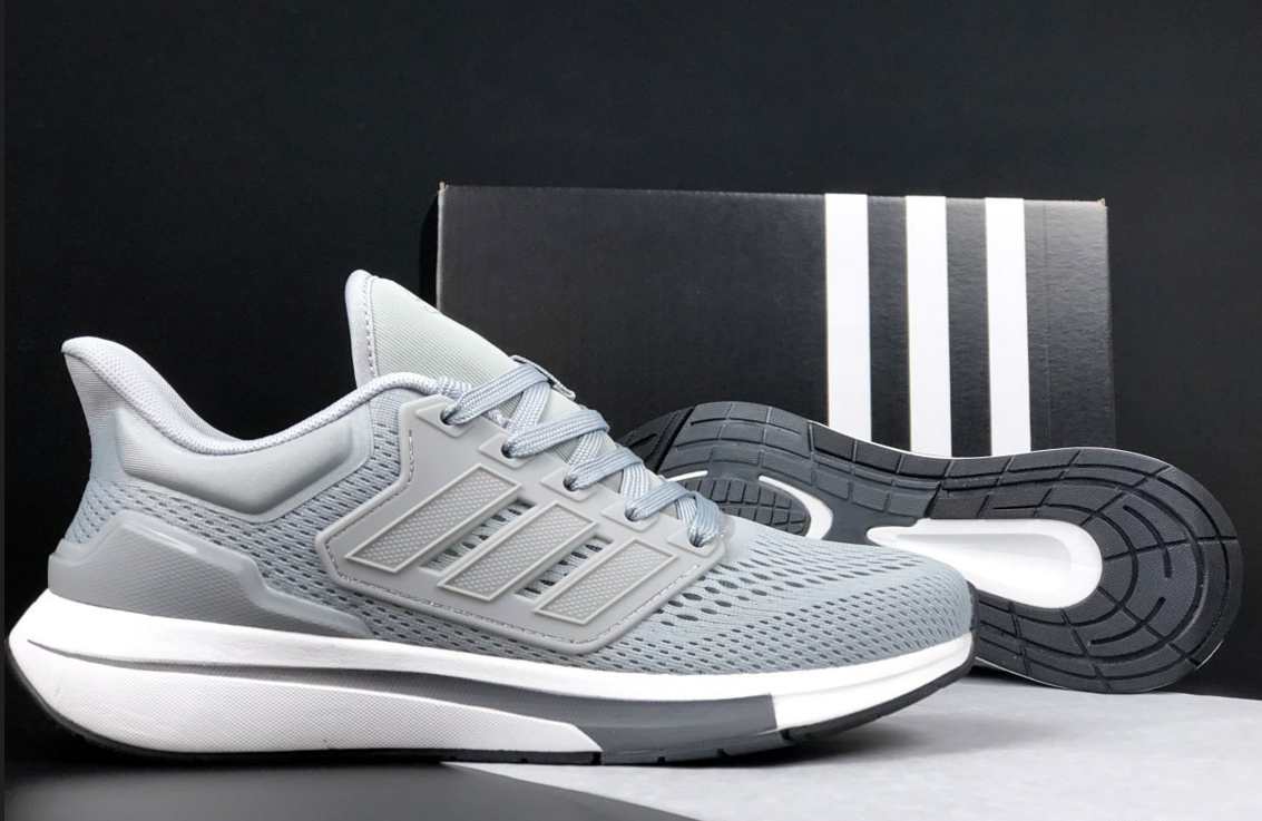 Чоловічі літні Кросівки Adidas EQ21 Run Gray взуття Адідас сірі сітка легкі дихаючі