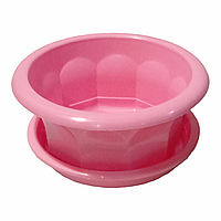 Пластиковий квітковий горщик Ø14 х 7,5 см 0,5 л (для фіалки) рожевий