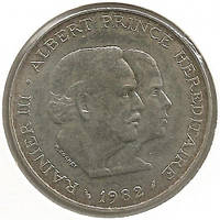 Монако 100 франков, 1982 Наследник престола Принц Альберт Серебро 0.900, 15g, №1534