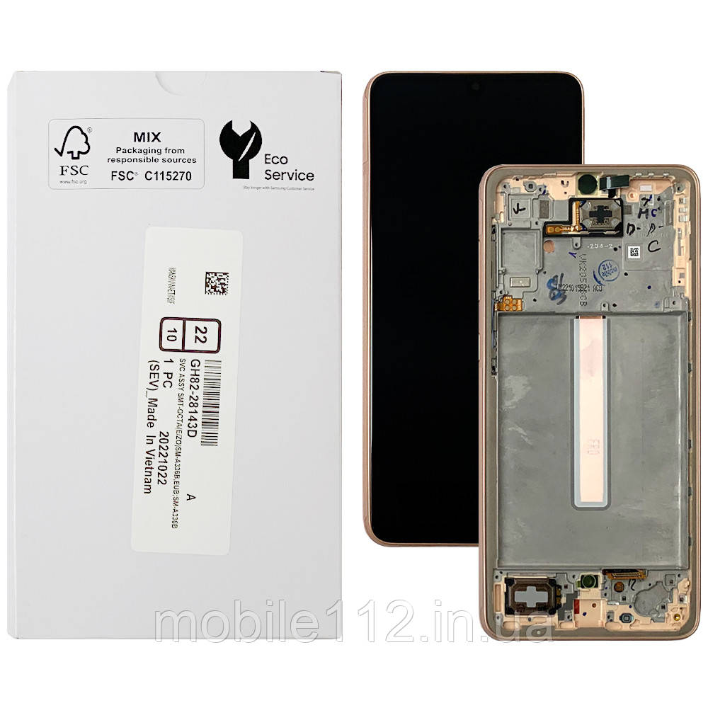 Екран (дисплей) Samsung Galaxy A33 5G A336B з тачскріном оригінал 100% із персиковою рамкою