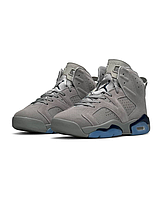 Мужские кроссовки Nike Air Jordan 6 Retro Gray Обувь Найк Джордан замшевые высокие