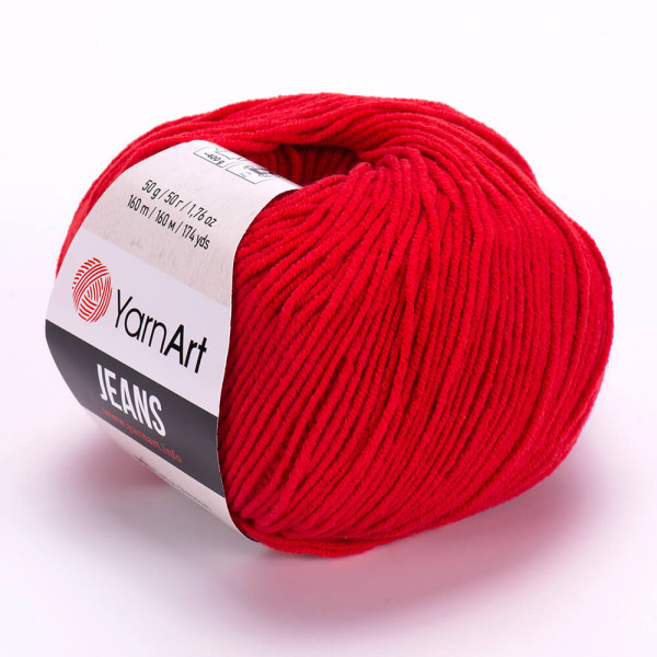 Пряжа YarnArt Jeans, Червоний №90, (Ярнарт Джинс) 50гр., 160м. нитки для в'язання