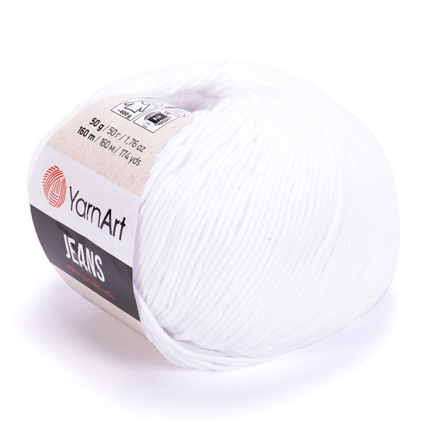 Пряжа YarnArt Jeans, Білий №62, (Ярнарт Джинс) 50гр., 160м. нитки для в'язання