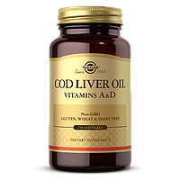 Витамины А и Д3 из печени трески Solgar (Vitamins A and D3 Cod Liver Oil) 1250 МЕ/135 МЕ 250 капсул