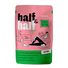 Вологий корм для кошенят Half&Half Kitten pouch 100 г - індичка