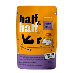 Вологий корм для котів Half&Half Sterilized pouch 100 г - тунець