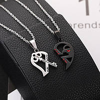 Кулон парний для закоханих серця з ключем. Парні підвіски для двох. Підвіска кулон пара для двох, фото 5