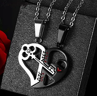 Кулони парні для закоханих Серце з ключем підвіска для пари як подарунок 28001, фото 8