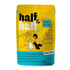 Вологий корм для котів Half&Half Adult pouch 100 г - лосось