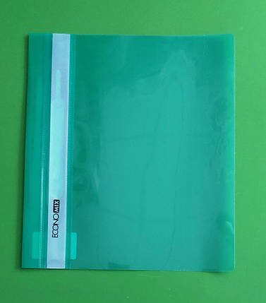 Канц Скоросшиватель пластик глянець "Б/ПЕРФ Еconom" /Е31507-04/ А5 зелений (10), фото 1