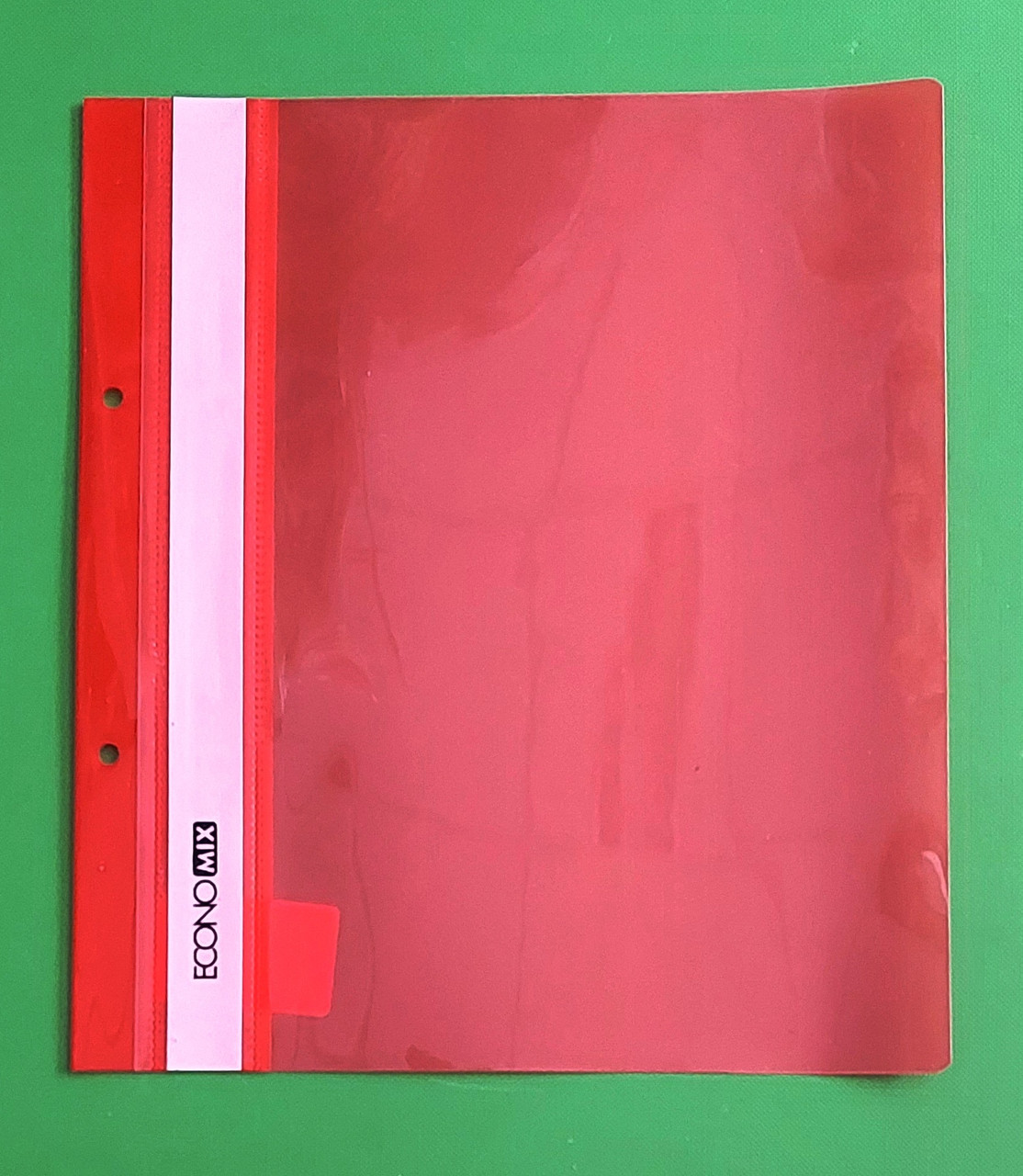 Канц Швидкозшивач пластик перф. глянець "Еconom" /Е31506-03/А5 червоній (10/400)