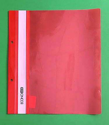 Канц Швидкозшивач пластик перф. глянець "Еconom" /Е31506-03/А5 червоній (10/400), фото 1