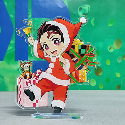 Акрилова статуетка Клинок, що знищує демонів Новорічний Танджиро (15 см) / Demon Slayer