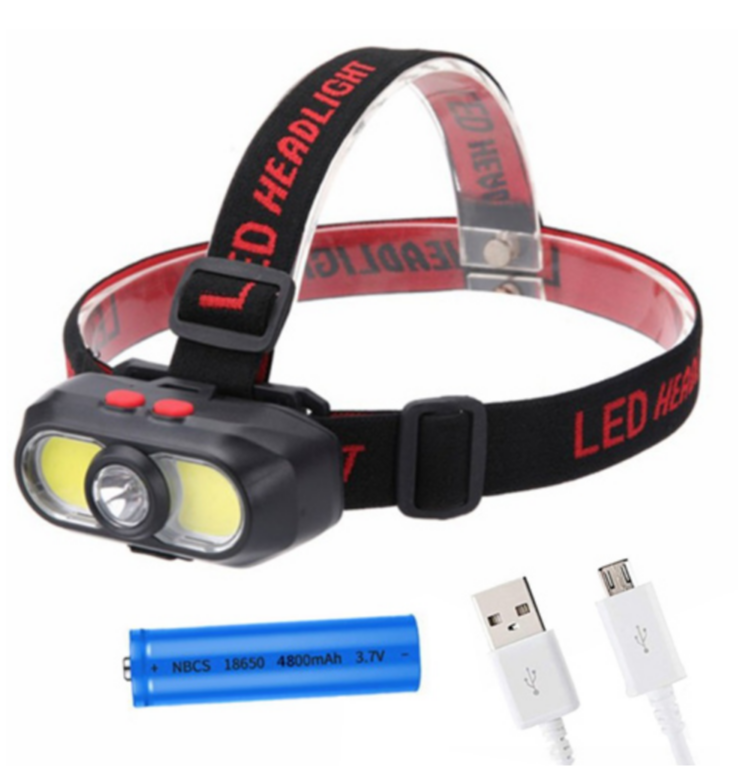 Ліхтар налобний KX-302-LED+2COB, 1x18650, ЗП Type-C, фото 1