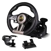 Геймерский руль проводной с педалями газа и тормозами для PC/PS3/PS4/X-ONE, Игровой вибрационный руль для ПК
