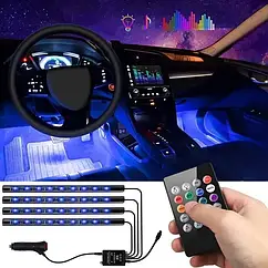 Світлодіодна підсвітка в салон автомобіля Car Interior Atmosphere Light LED 4 стрічки ніг сидінь